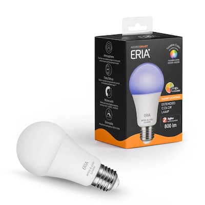 ERIA 60-Watt Equivalent A19 Dimmable CRI 90+ Wireless Smart LED Light Bulb Multi-Color