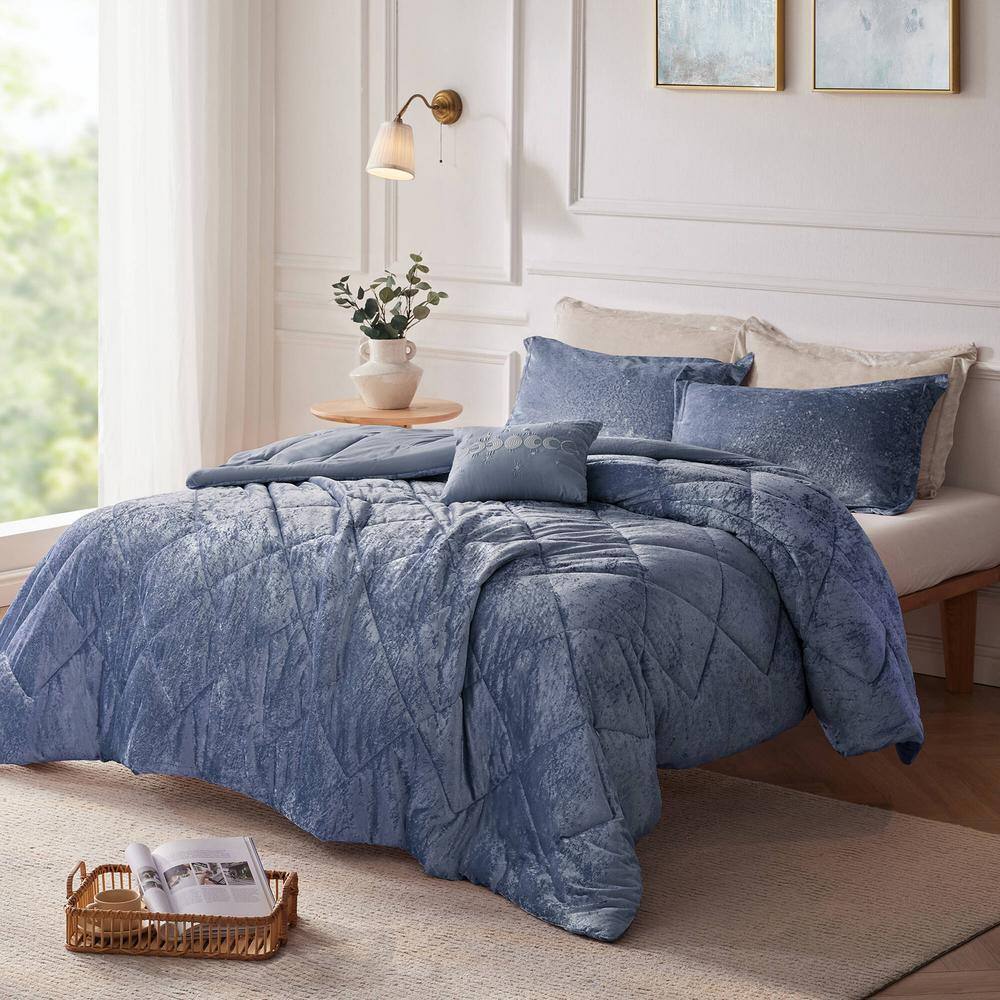 Luxurious Grey Crushed Velvet Twin/Twin XL Duvet Set