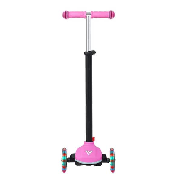 Pink Kick Scooter for Kids Ages 3+, Toddler Scooter with Adjustable Height Handlebar, Lightweight Aluminum Frame