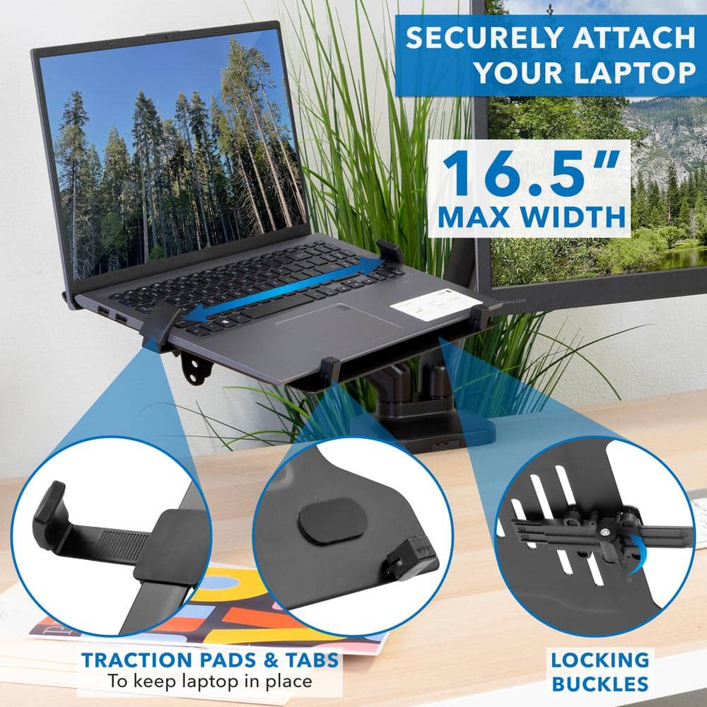 Full Motion Gas Spring Laptop and Monitor Desk Arm Mount Fits 11 in. to 17 in. Laptops and up to 27 in. Monitors