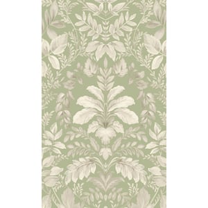 Sage Lush Overgrown Botanical Printed Non-Woven Paper Non Pasted Textured Wallpaper 57 Sq. Ft.