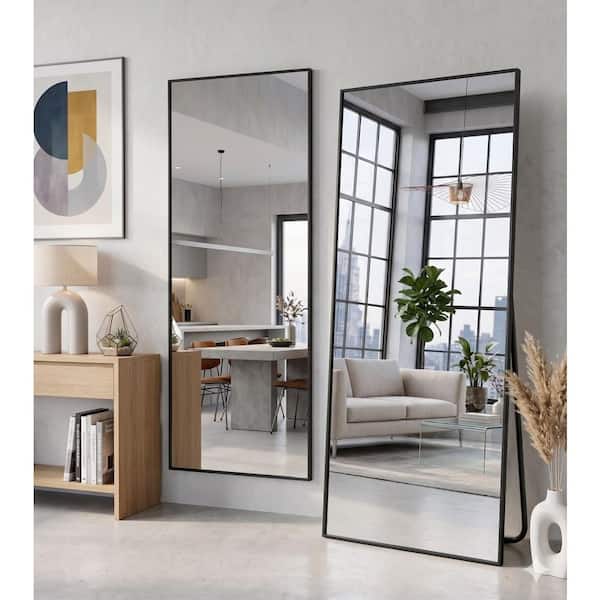 Black 32 in. W x 71 in. H Oversized Modern Rectangular Metal Framed Full Length Mirror Floor Mirror Wall Mirror