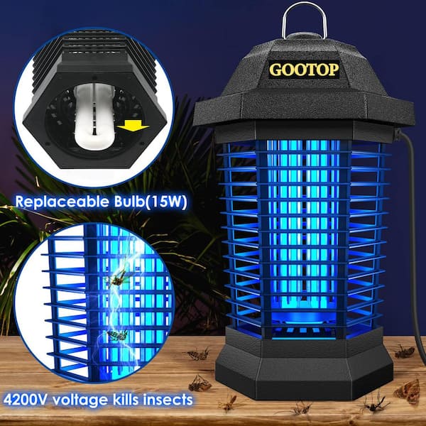  Bug Zapper with Light Sensor, Mosquito Zapper Outdoor 18W  Electric Insect Killer, Waterproof Mosquito Killer, Mosquito Repellent  Outdoor, Fly Trap for Home Garden Patio, Outdoor Mosquito Control : Patio,  Lawn