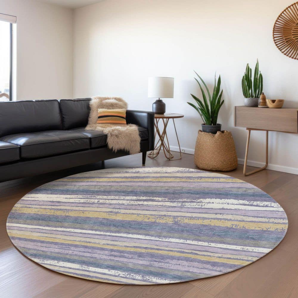 Mayfield Premium Machine Washable Abstract AMF1019 Purple 8 ft. x 8 ft. Round Rug price history on PriceWatchPro