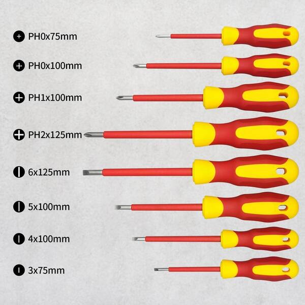 YICHUHAOXI Insulated 8-Piece Screwdriver Set Magnetic Tips 1000