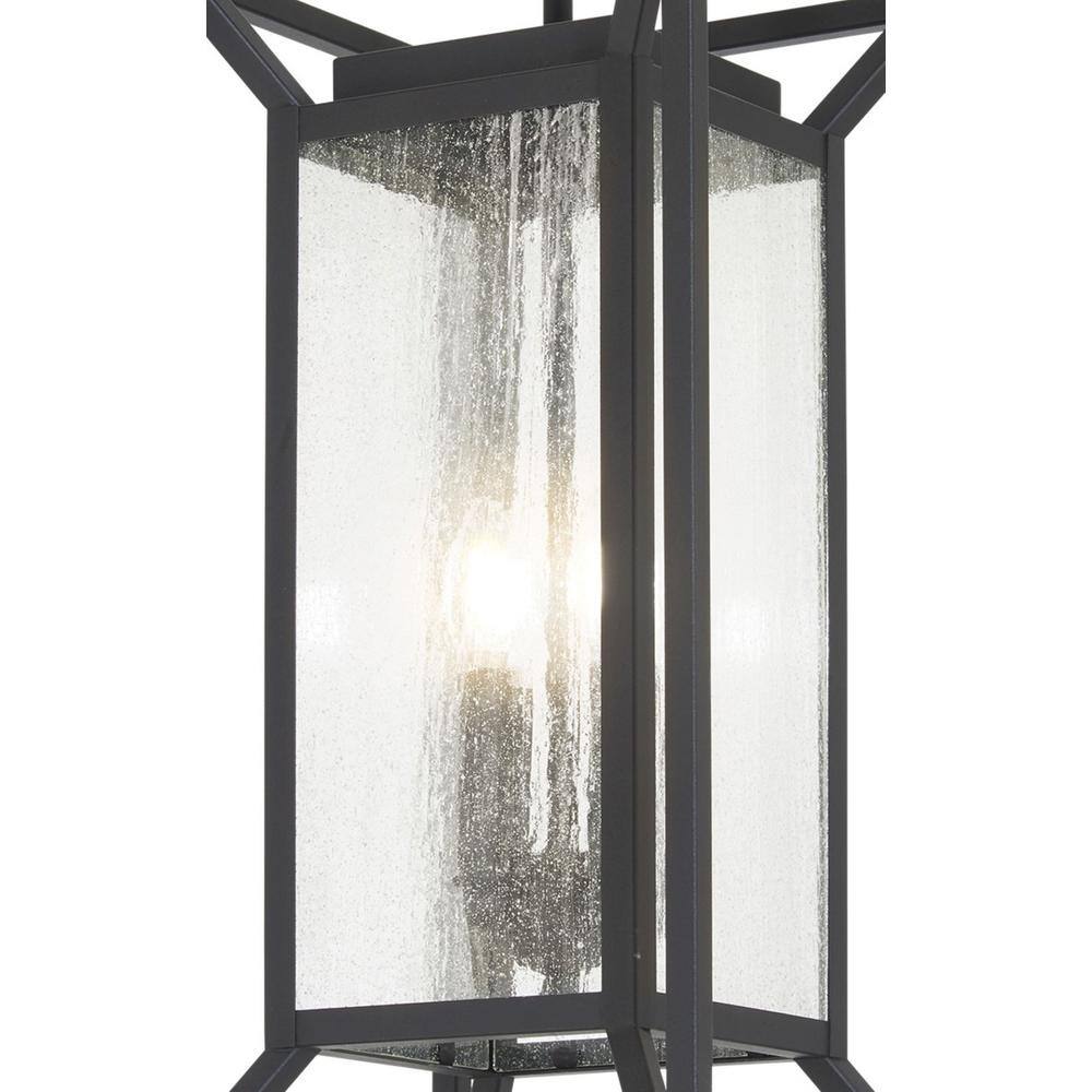 Sand Coal 4-Light Outdoor Hanging Lantern with Clear Seeded Glass