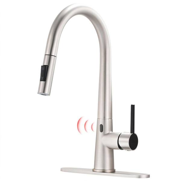 Aosspy Single-Handle Touchless Gooseneck Pull Down Sprayer Kitchen ...