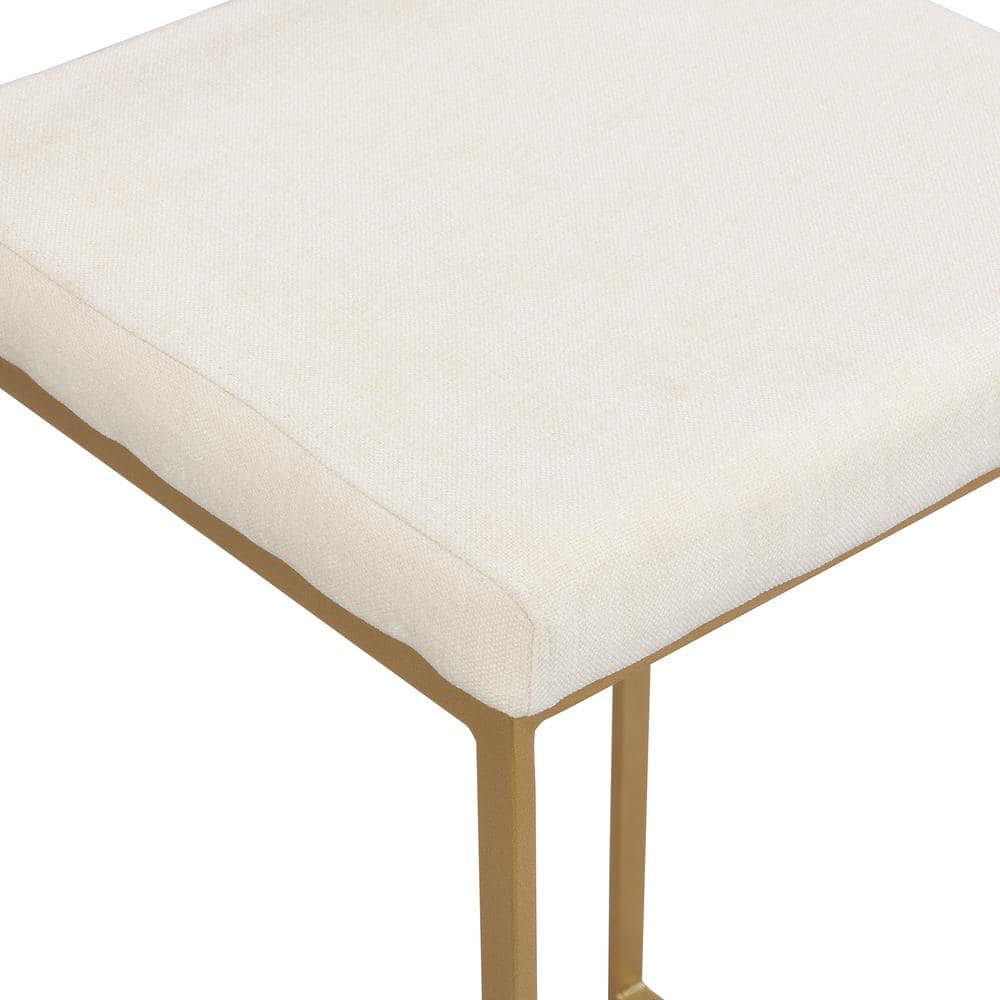 Lucien Cream Faux Leather and Gold Metal Backless Counter Stool