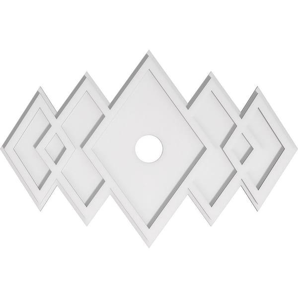 Ekena Millwork 32 in. W x 21-3/8 in. H x 3 in. ID x 1 in. P Zoe Architectural Grade PVC Contemporary Ceiling Medallion