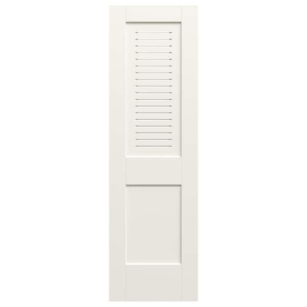 JELD-WEN 24 in. x 80 in. 2-Panel Solid Core White Primed MDF Wood Interior Door Slab with Upper Modern Ventilated Panel Louver