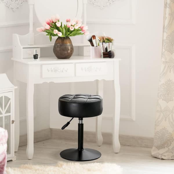 metal dressing table chair Faux Marble Tabletop Dressing Makeup Table with Mirror & Drawer Chair Included Metal Base in Gold SmallHomary