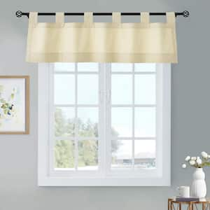 Weathermate Tab Top Natural Cotton Smooth 40 in. W x 15 in. L Tab Top Indoor Room Darkening Valance (1-Valance)