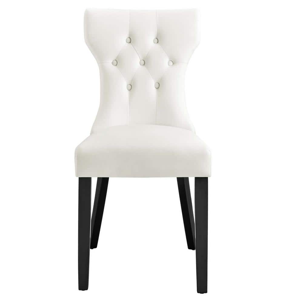 Elegant Hourglass White Faux Leather Parsons Side Chair