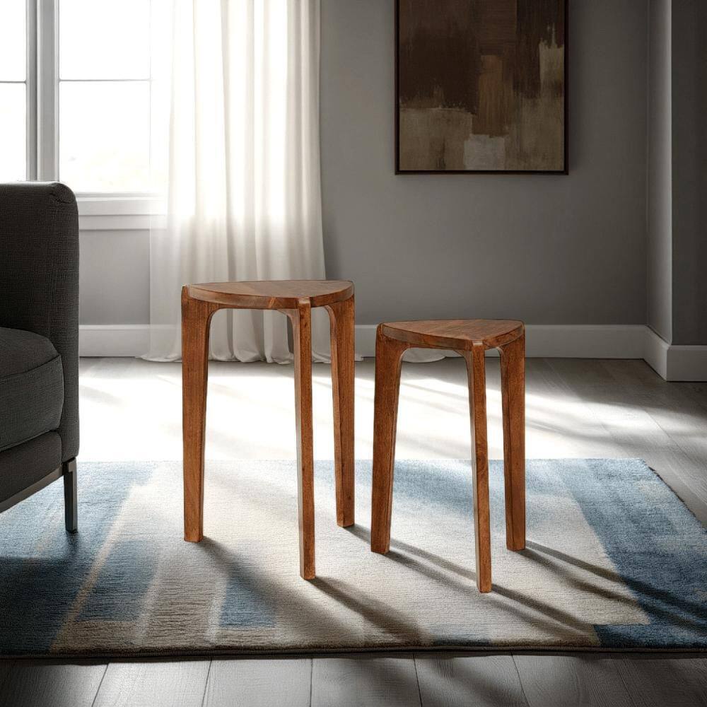 19 in. Brown Triangle Wooden Nesting End Table price history on PriceWatchPro