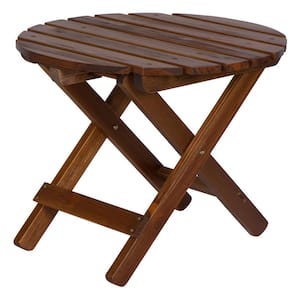 Adirondack Oak Round Wood Outdoor Side Folding Table