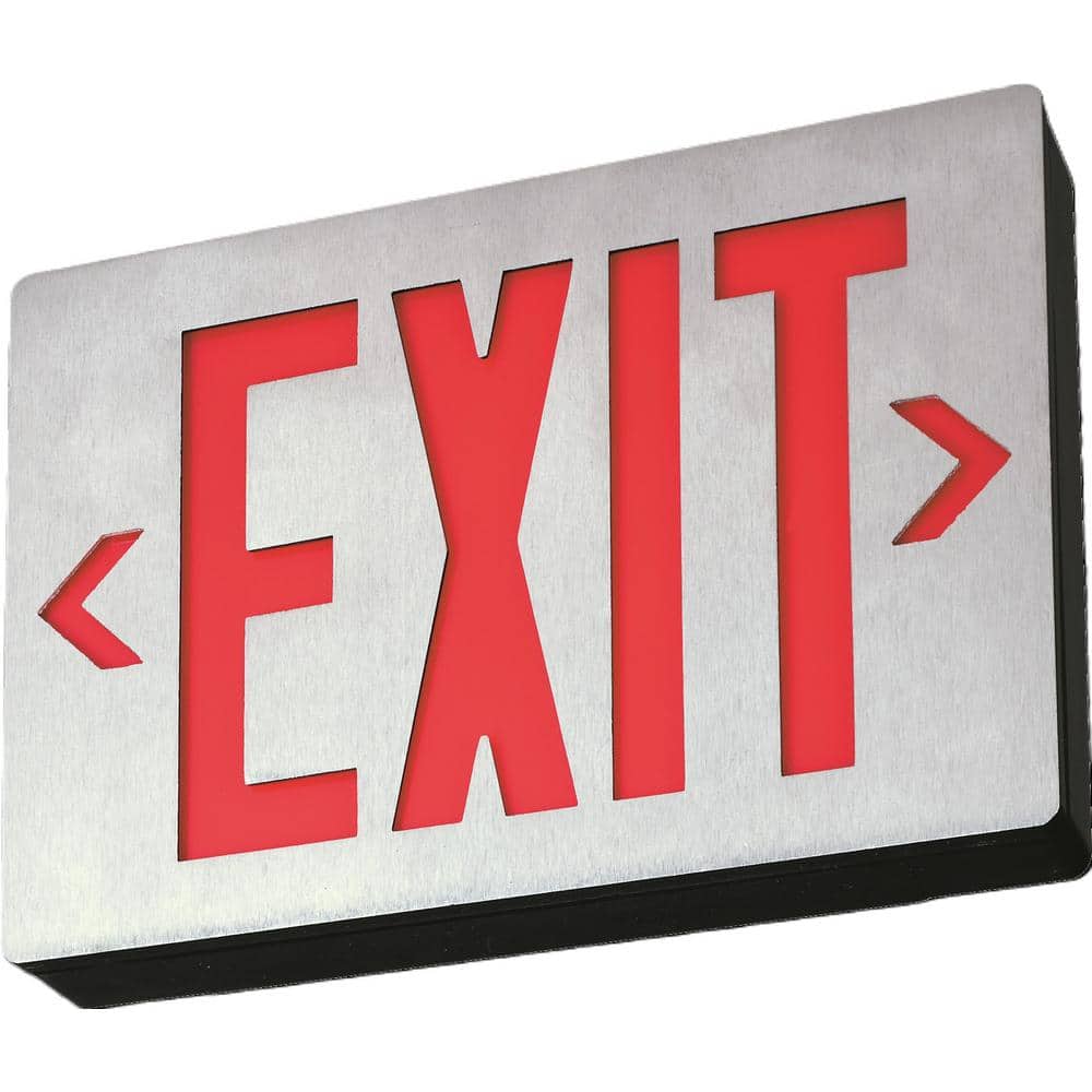 Silver Aluminum LED Emergency Exit Sign with Red Letters