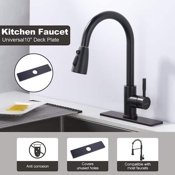 10 in. x 2.44 in. x 0.33 in. Stainless Steel Kitchen Sink Faucet Hole Cover Deck Plate Escutcheon in Oil Rubbed Bronze