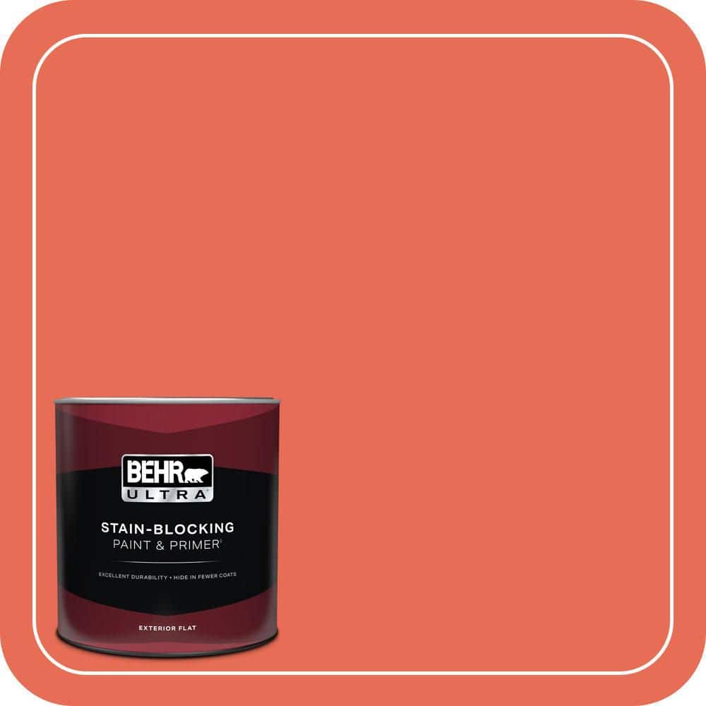 1 qt. #190B-6 Wet Coral Flat Exterior Paint & Primer product image for price tracking