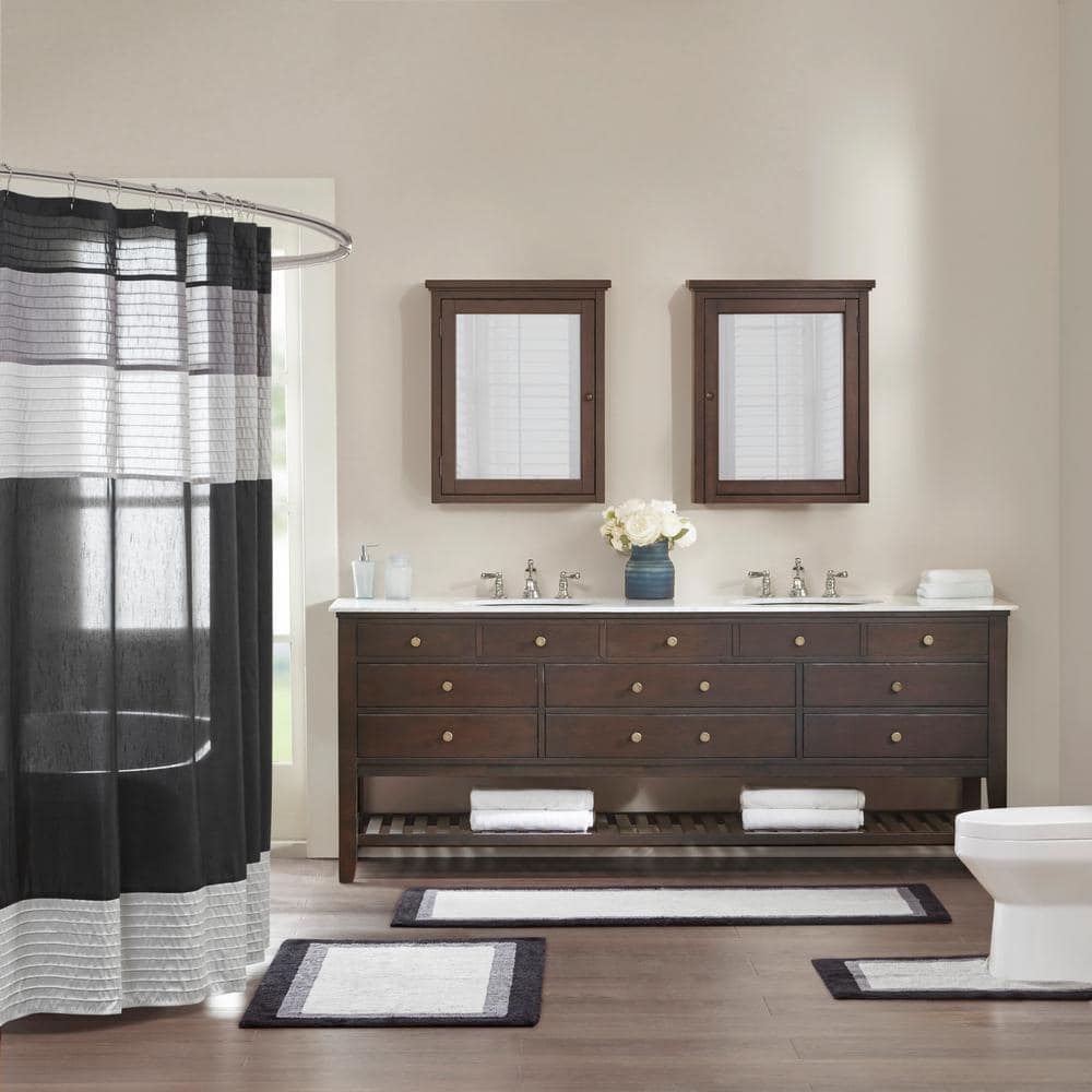 Amherst Black and Gray Cotton Tufted Bath Rug