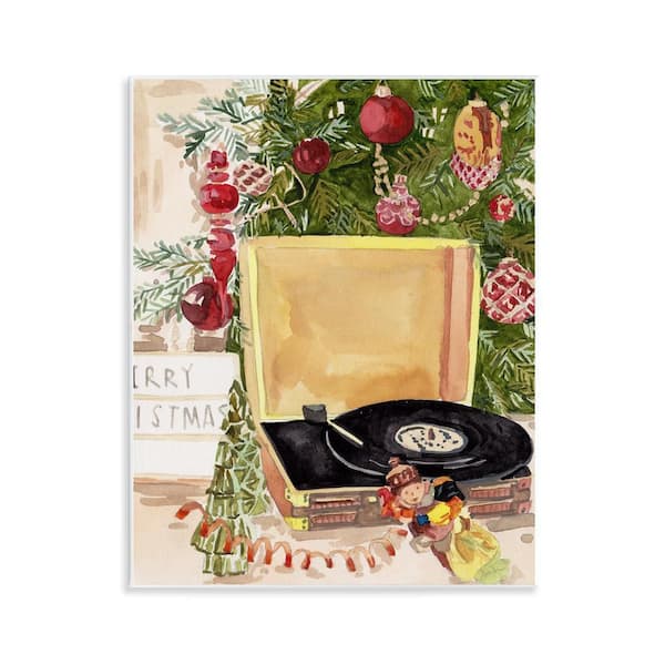 Festive Christmas Music Records by Melissa Wang 1 Piece Unframed Graphic Religious Art Print 14 in. x 11 in.