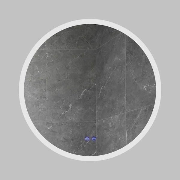 Unbranded 32 in. W x 32 in. H Round Aluminum Frameless Anti-Fog LED Lighted Wall Bathroom Vanity Mirror in Silver