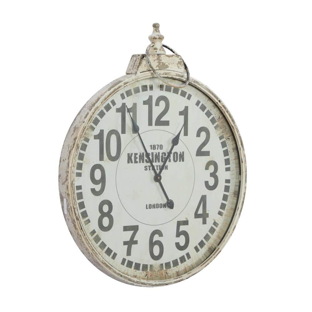 24" White Metal Distressed Nautical Wall Clock