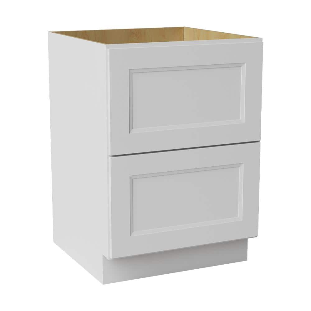 24 in. W x 24 in. D x 34.5 in. H Ready to Assemble Double Shaker 2 Drawers Base Kitchen Cabinet in Newport White price history on PriceWatchPro