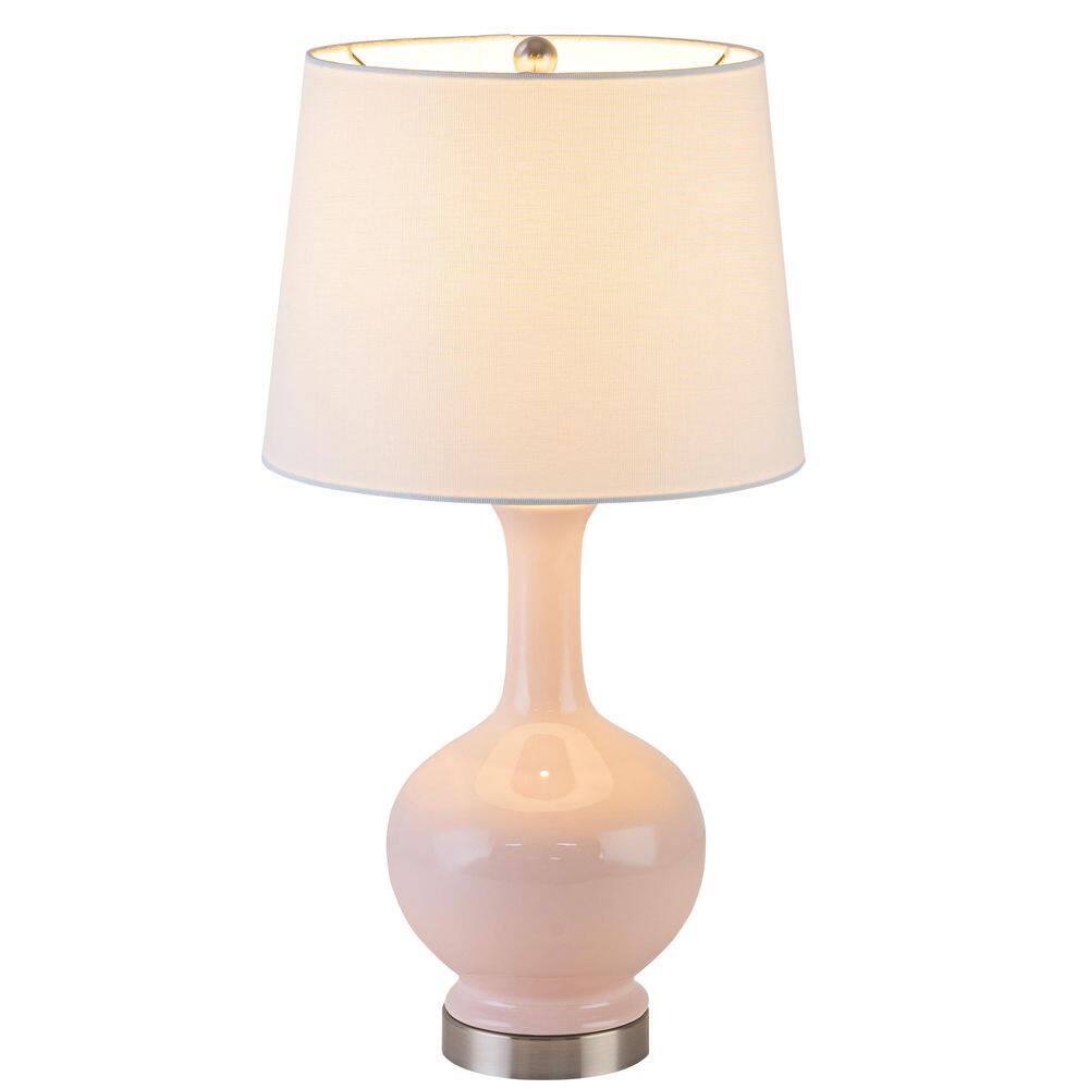 23in. Pink Ceramic Table Lamp with Fabric Shade and Brushed Nickel Base price history on PriceWatchPro