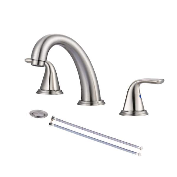 ALEASHA 8 in. Widespread Double Handle Bathroom Faucet in Brushed Nickel