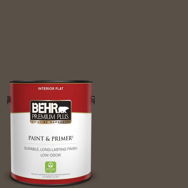 BEHR PREMIUM PLUS 1 gal. #N360-7 Potting Soil Flat Low Odor Interior Paint & Primer