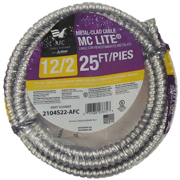 AFC Cable Systems 12/2 x 25 ft. Solid MC Lite Cable