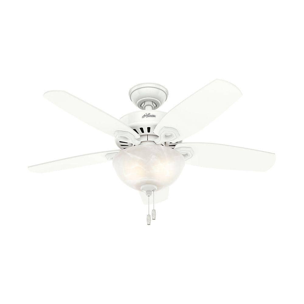 Hunter Builder Small Room 42 In Indoor Snow White Bowl Ceiling Fan With Light Kit 52217 The Home Depot