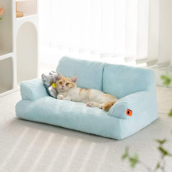Unbranded 26 in. L x 14.56 in. W x 13 in. D Small Blue Pet Couch Bed Washable Cat Beds Dogs Cats up to 25 lbs. Durable Dog Beds