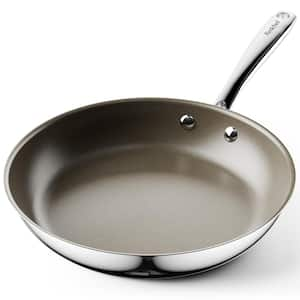 11.5 in. Stainless Steel Titanium Ceramic Nonstick Coating Frying Pan with Stainless Steel Stay Cool Ergonomical Handle