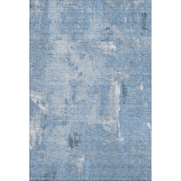Mayfield Premium Machine Washable Abstract AMF989 Denim 10 ft. x 14 ft. Area Rug