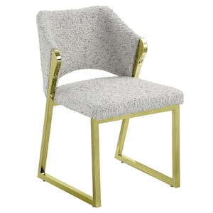 Glades Teddy Sherpa and Mirrored Gold Finish Fabric Side Chair set of 1