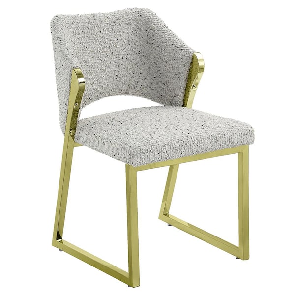 Acme Furniture Glades Teddy Sherpa and Mirrored Gold Finish Fabric Side Chair set of 1