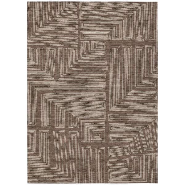 Chantille Machine Washable Indoor/Outdoor Abstract ACN1045 Brown 8 ft. x 10 ft. Area Rug
