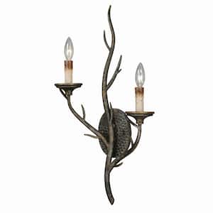 Monterey 2-Light Bronze Rustic Branch Candle Wall Sconce