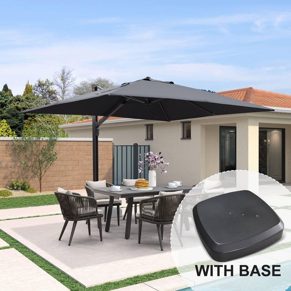 10x15 patio umbrella PURPLE LEAF 9 ft. x 12 ft. Aluminum Large Outdoor Cantilever 360-Degree  Rotation Patio Umbrella with Wheels Base, Gray PPL04CHC912GYB8