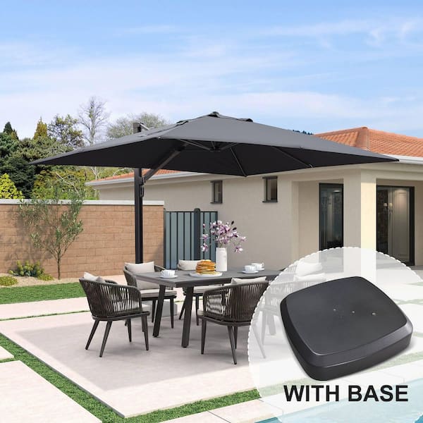 large patio umbrella with wheels Grand 10x10 FT Patio Base, Double-Sided Outdoor Cantilever Aluminum Umbrella, Offset Umbrella with Cover for Commercial Use, Poolside, Deck, Backyard, Black : Patio, Lawn & Garden Mobile Weighted Base Included PURPLE LEAF 9 ft. x