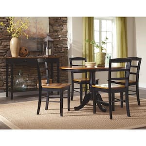 Laurel 5-Piece 36 in. Black/Cherry Extendable Solid Wood Dining Set with Madrid Chairs