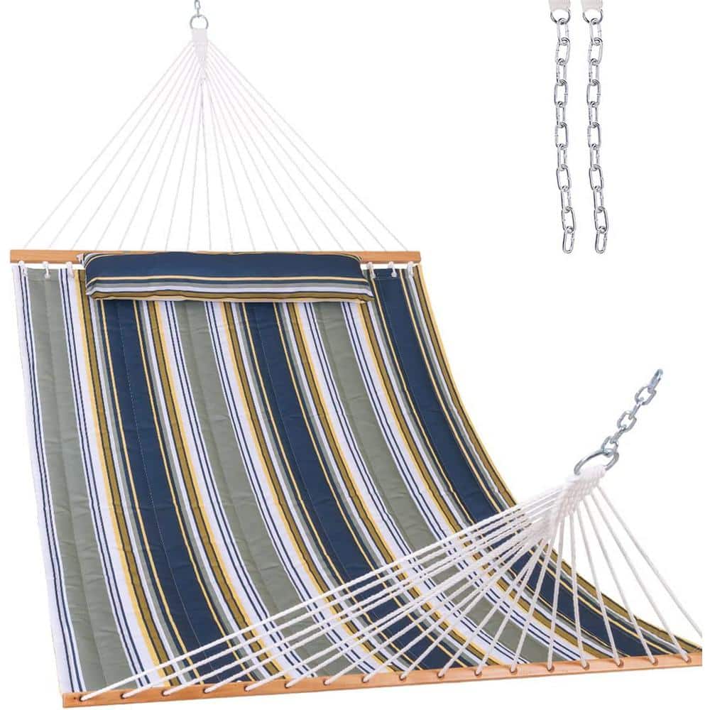 12 ft. Quilted Fabric Hammock with Pillow, Double 2 Person Hammock (Froest)