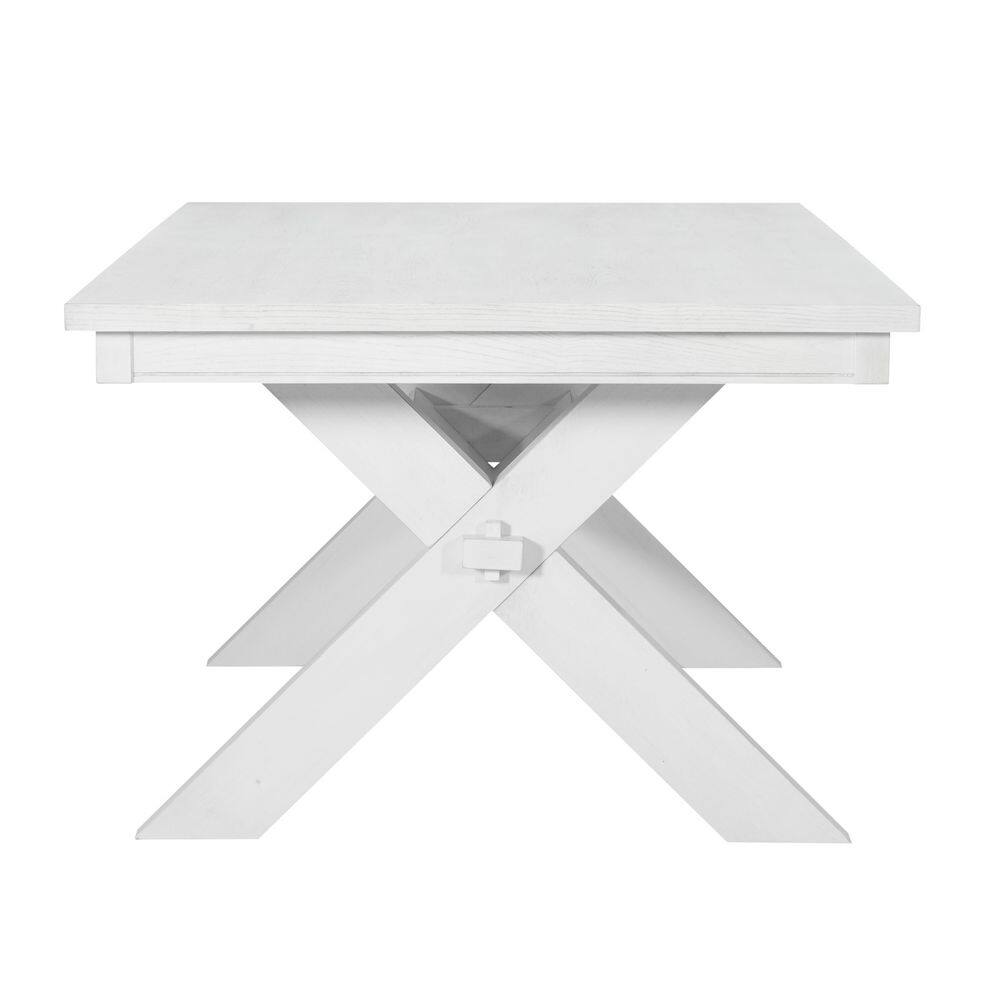 End view of the smokey white dining table