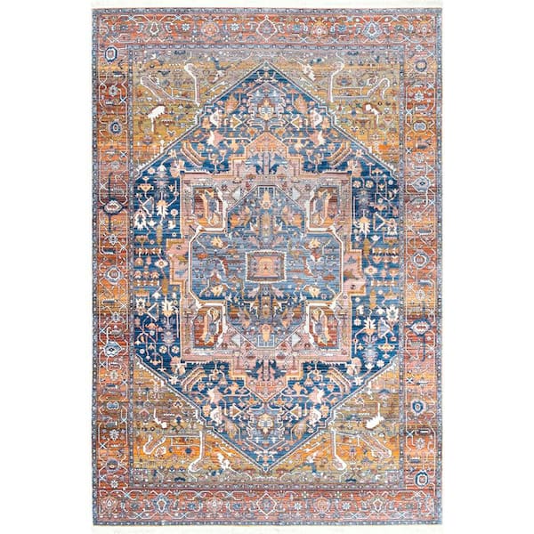 Ehtel Medallion Fringe Rust Doormat 2 ft. x 3 ft. Area Rug