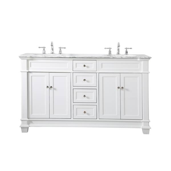 Timeless Home 60 in.W x 21.5 in.D x 35 in.H Double Bath Vanity in White ...