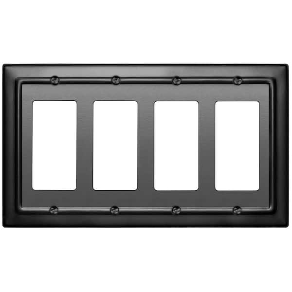 Monarch Abode Architectural 4-Gang Decorator/Rocker Wall Plate (Matte Black)