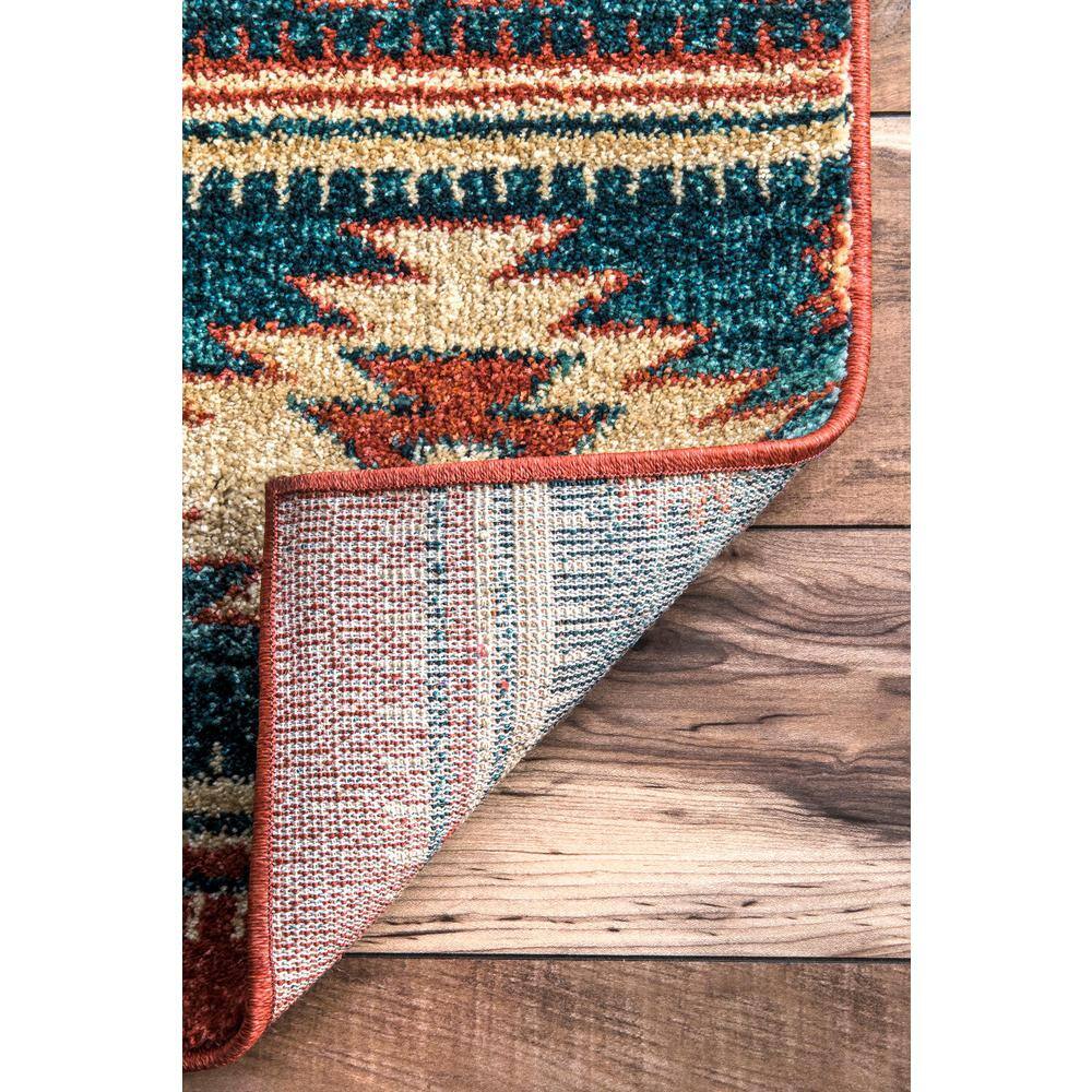 Margene Red and Blue Southwestern Diamond Runner Rug 2' 6" x 6'