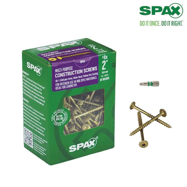 SPAX #8 x 2 in. Interior Wafer Head Wood Screws Cabinet Torx T-Star Plus (140 Each) 1 LB Bit Included