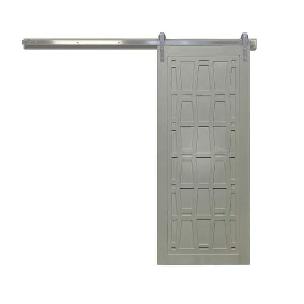 VeryCustom 42 in. x 84 in. Whatever Daddy-O Dove Wood Sliding Barn Door with Hardware Kit in Black